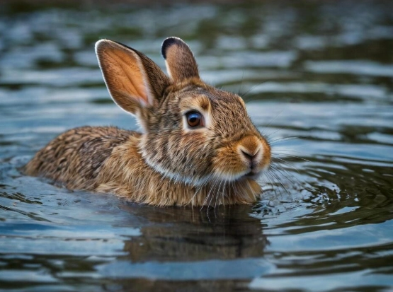 pet rabbit swimming
